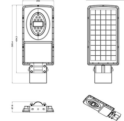70Ra 6500K Solar Sensor Street Light , 500x202mm Remote Control Solar Light